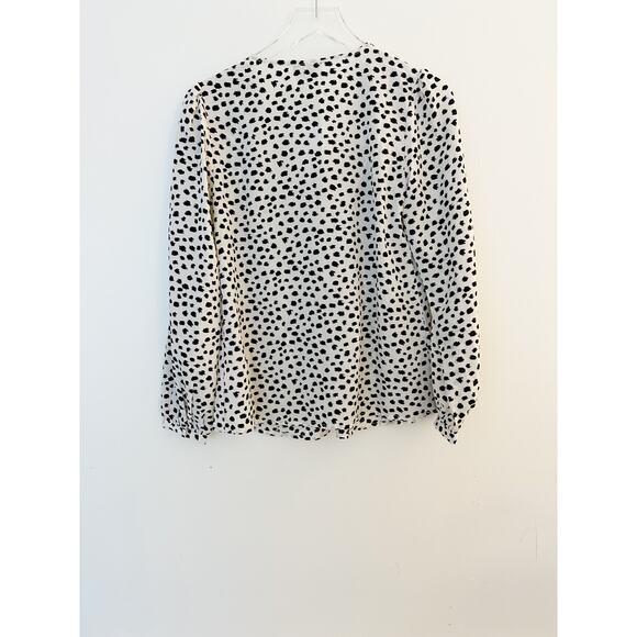 New Smocked Bib Animal Print Dot Blouse Size Small - Picture 3 of 8